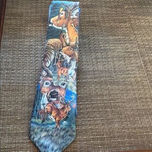 Vintage Ralph Marlin Deer Wildlife Print Men's Tie